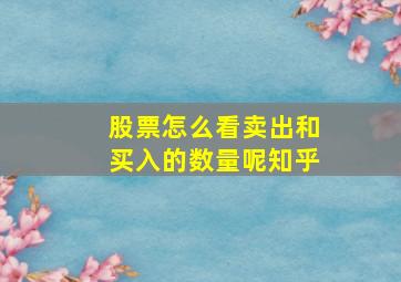 股票怎么看卖出和买入的数量呢知乎