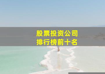 股票投资公司排行榜前十名