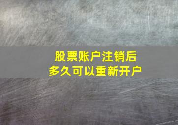 股票账户注销后多久可以重新开户