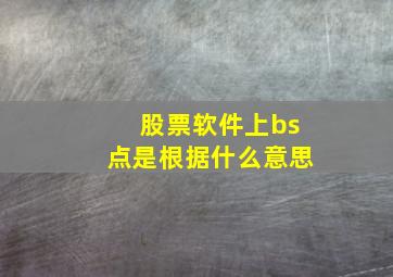 股票软件上bs点是根据什么意思