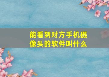 能看到对方手机摄像头的软件叫什么