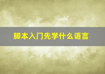 脚本入门先学什么语言