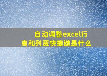 自动调整excel行高和列宽快捷键是什么