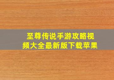 至尊传说手游攻略视频大全最新版下载苹果