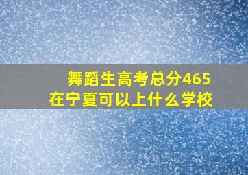 舞蹈生高考总分465在宁夏可以上什么学校