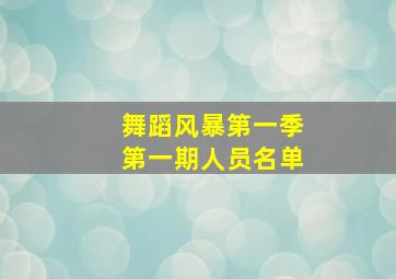 舞蹈风暴第一季第一期人员名单