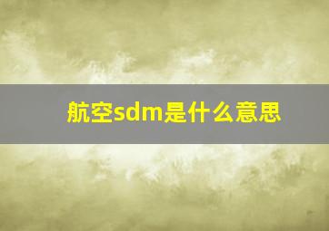 航空sdm是什么意思