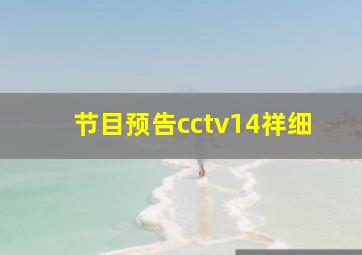 节目预告cctv14祥细