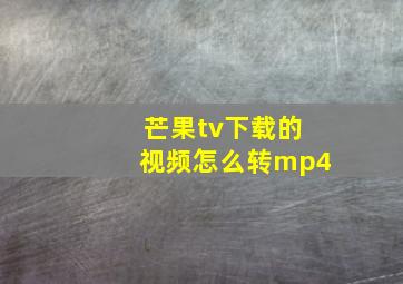 芒果tv下载的视频怎么转mp4