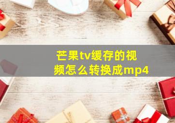 芒果tv缓存的视频怎么转换成mp4