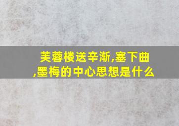 芙蓉楼送辛渐,塞下曲,墨梅的中心思想是什么