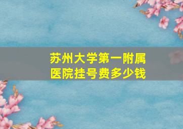 苏州大学第一附属医院挂号费多少钱