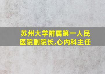 苏州大学附属第一人民医院副院长,心内科主任