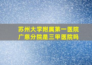 苏州大学附属第一医院广慈分院是三甲医院吗