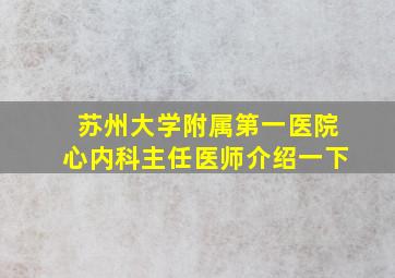 苏州大学附属第一医院心内科主任医师介绍一下