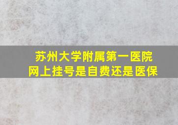 苏州大学附属第一医院网上挂号是自费还是医保