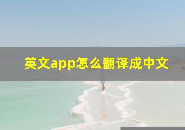 英文app怎么翻译成中文