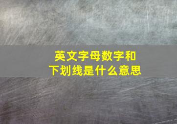 英文字母数字和下划线是什么意思