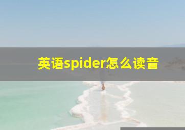 英语spider怎么读音