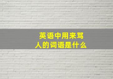 英语中用来骂人的词语是什么