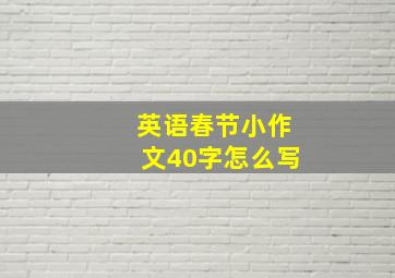 英语春节小作文40字怎么写