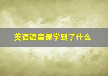 英语语音课学到了什么