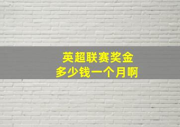 英超联赛奖金多少钱一个月啊