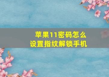 苹果11密码怎么设置指纹解锁手机