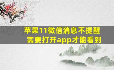 苹果11微信消息不提醒需要打开app才能看到