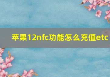 苹果12nfc功能怎么充值etc