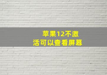 苹果12不激活可以查看屏幕