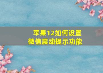 苹果12如何设置微信震动提示功能