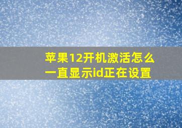 苹果12开机激活怎么一直显示id正在设置