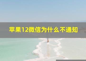 苹果12微信为什么不通知