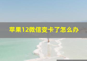 苹果12微信变卡了怎么办