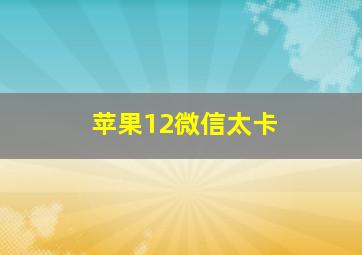 苹果12微信太卡