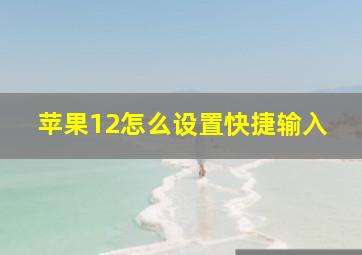 苹果12怎么设置快捷输入