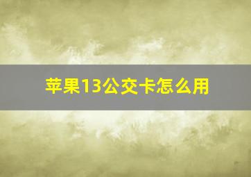 苹果13公交卡怎么用