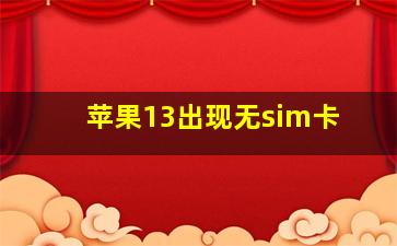 苹果13出现无sim卡