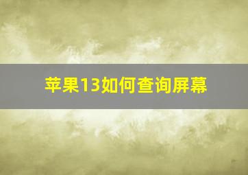 苹果13如何查询屏幕