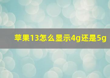 苹果13怎么显示4g还是5g