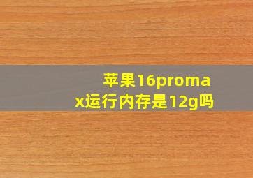 苹果16promax运行内存是12g吗