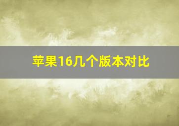 苹果16几个版本对比