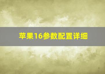 苹果16参数配置详细