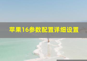 苹果16参数配置详细设置