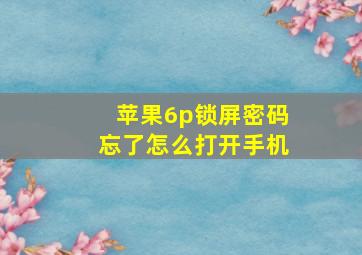 苹果6p锁屏密码忘了怎么打开手机