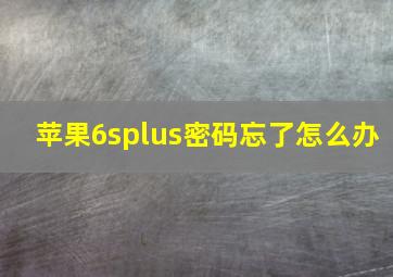 苹果6splus密码忘了怎么办