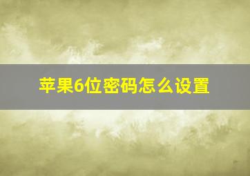 苹果6位密码怎么设置