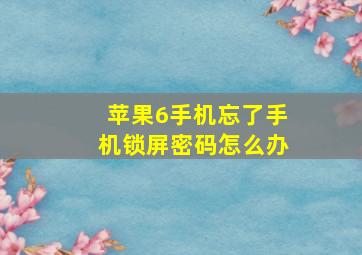 苹果6手机忘了手机锁屏密码怎么办