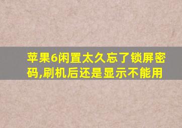 苹果6闲置太久忘了锁屏密码,刷机后还是显示不能用